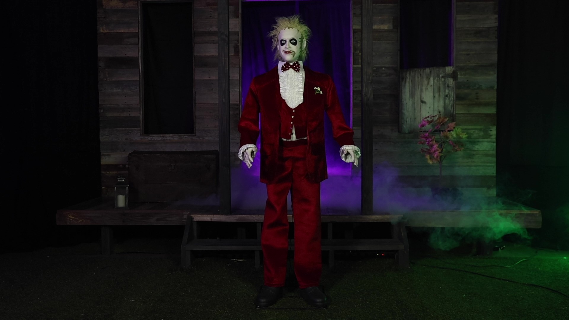 Get ready to turn your home into the afterlife’s hottest haunt with this 6-foot Life-Size Animated Beetlejuice Decoration! Featuring two iconic outfit options—classic striped suit or wedding red tux—this animatronic talks, moves, and brings the ghost with the most to life in spine-tingling detail. A must-have for true fans of the mischievous bio-exorcist!